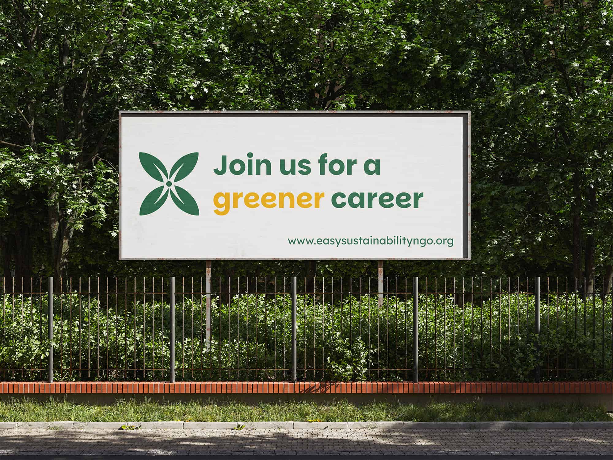 Billboard Easy Sustainability con slogan Join us for a greener career e sito ufficiale.